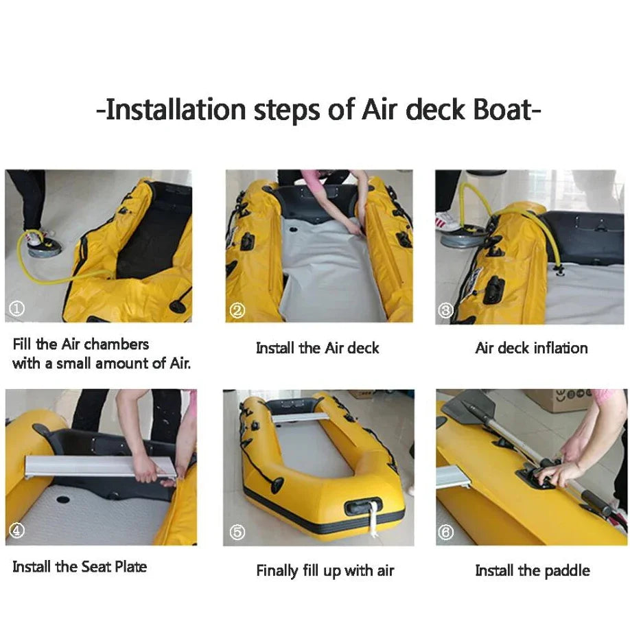 2.3~3.3m Assault Boat with Motor Set 0.9mm PVC Wear Resistance Slat Air Deck Kayaking LUYA Fishing Boat with 2+1 Air-chambers