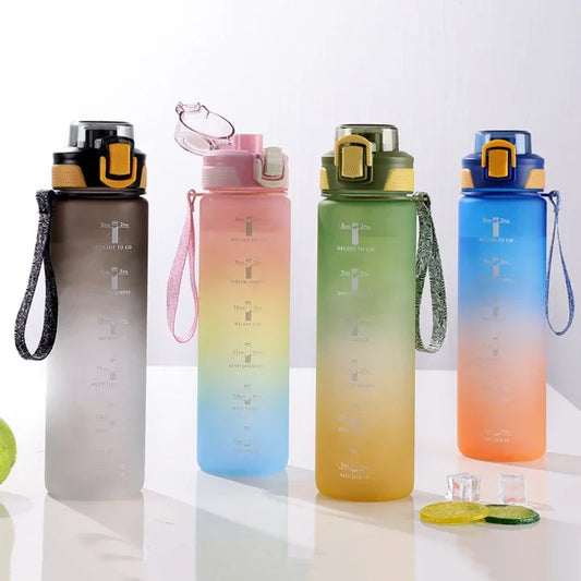 1L Sports Water Bottle with Time Marker Cup Motivational Portable Water Bottle for Outdoor Sport Fitnes Water Bottles Leak-proof