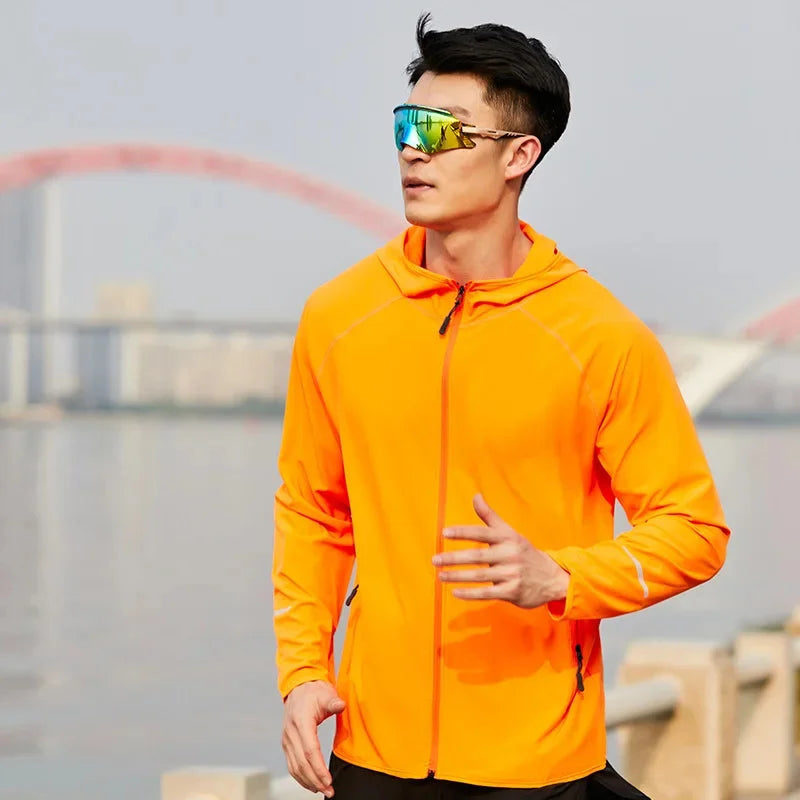 Men Windbreaker Thin Sport Running Jacket Gym Hoodies Quick Dry Fitness Training s Sweatshirt Climbing Clothing