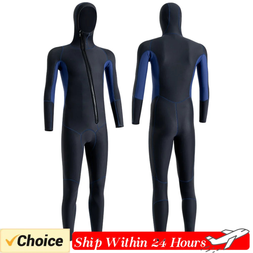 3mm Neoprene Wetsuit Unisex Long Sleeve Fission Hooded Neoprene Submersible For Men Keep Warm Scuba Diving Suit Swimwear