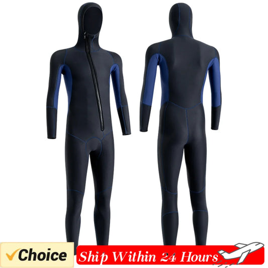 3mm Neoprene Wetsuit Unisex Long Sleeve Fission Hooded Neoprene Submersible For Men Keep Warm Scuba Diving Suit Swimwear