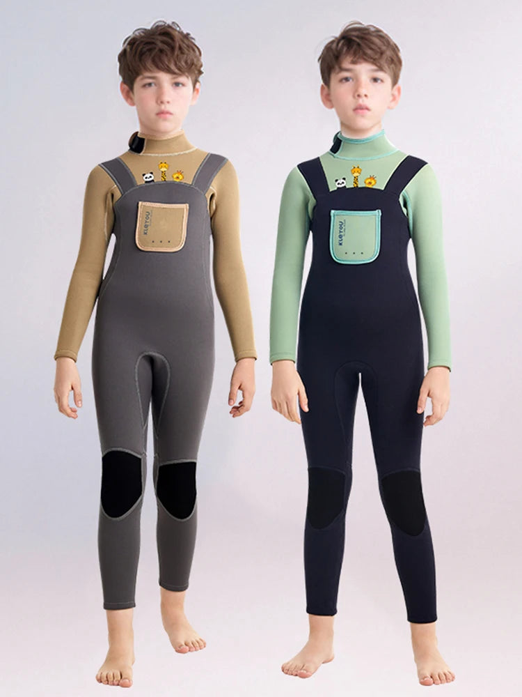 2mm Neoprene Wetsuit for Kids Boys Girls Swimsuit Long Sleeves Children Diving Suit for Surfing Scuba Swimming Back Zip