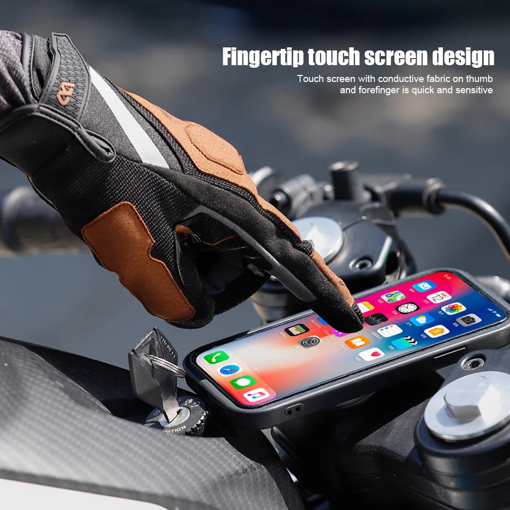 WEST BIKING Motorcycle Gloves Full Finger Windproof Gloves Touch Screen Cycling Bicycle Gloves Reflective Breathable for Outdoor