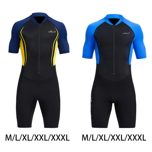 Mens Shorty Wetsuit Piece Front Zip 1.5mm Sunproof Diving Suit for Swimming