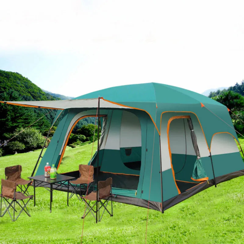 320X220X195cm Two-bedroom Tent Oversize for 5-8 Person Leisure Camping Tents Double-plies Thick Rainproof Outdoor Family Tour