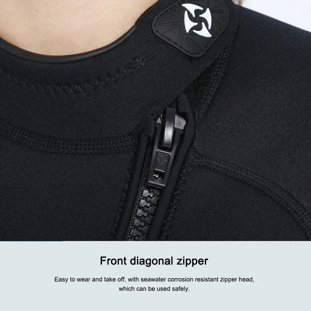 3MM Neoprene Diving Suit Front Zipper One Piece Diving Protection Clothes Long Sleeve Cold Proof Anti-scratch Water Sports Tool