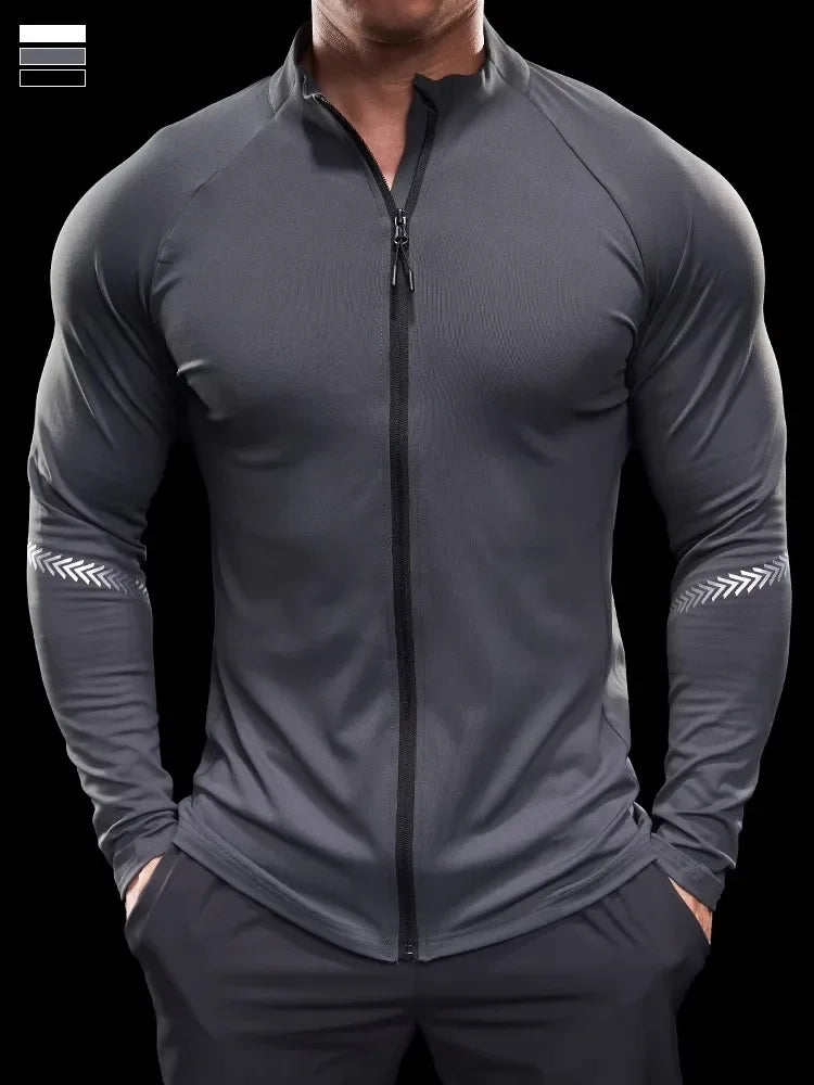 Men's Sports Fitness Jacket Casual Tights Quick-drying Long-sleeved Gym Running Training Clothes Autumn Winter Men's Style Top