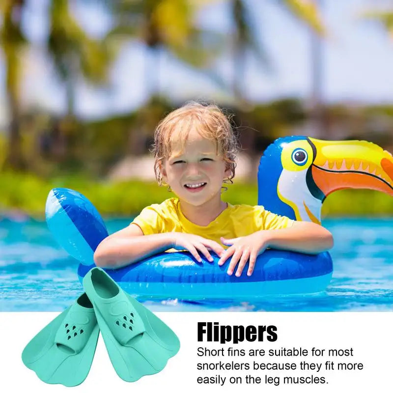 Kids Flippers Comfortable Silicone Flippers Training Short Flippers For Swimming And Diving Short Swim Fins For Beginners Kids