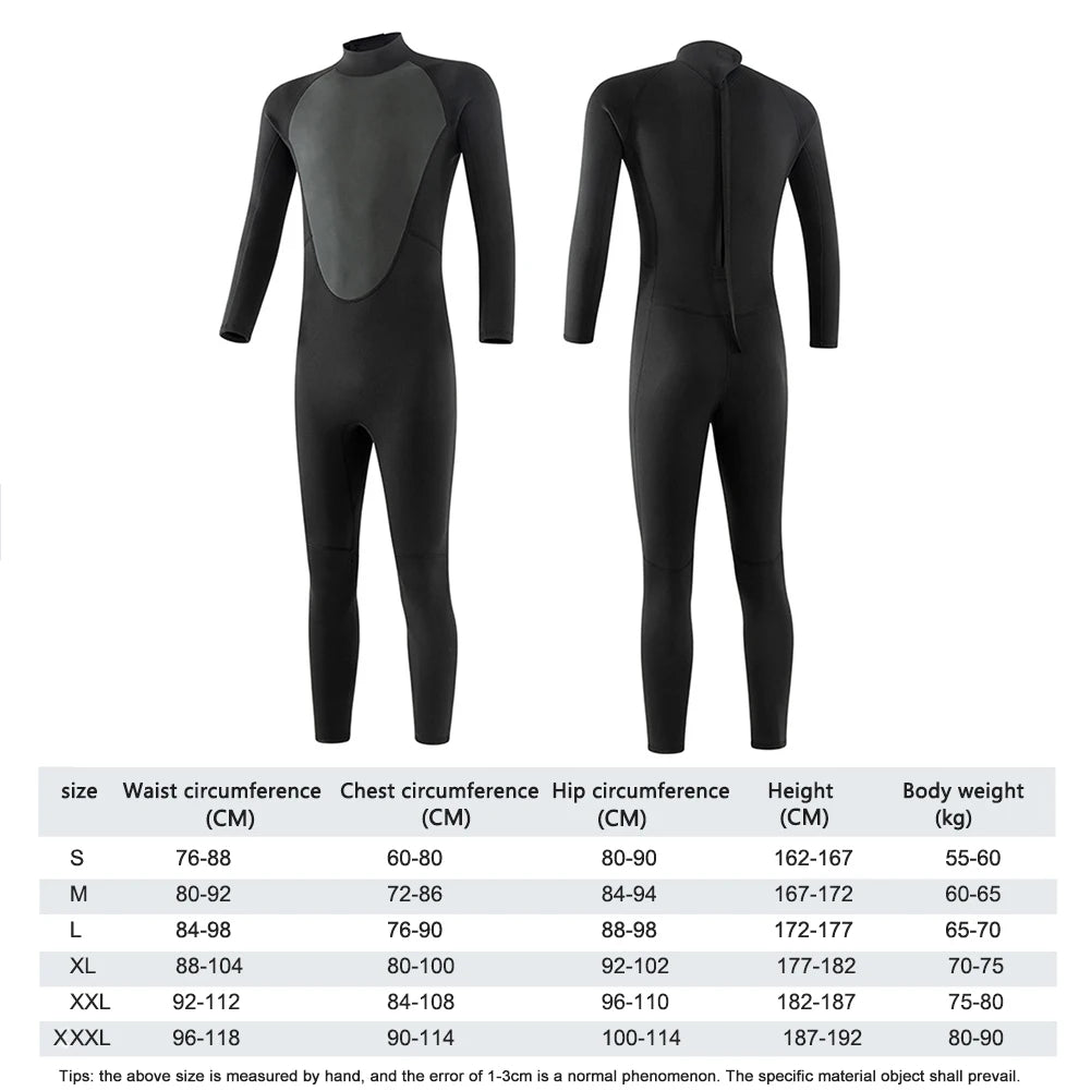 3mm Full Bodysuit Wetsuit Neoprene Warm Swimming Accessories Surfing Snorkeling Wet Suit Free Diving Equipment Dive Gear