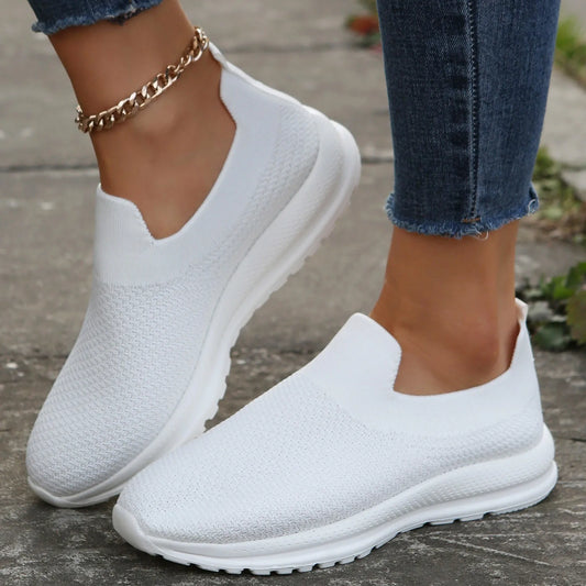 New White Shoes For Women Solid Color Mesh Flat Bottomed Comfortable Casual Sports Shoes Women's Sneakers Zapatillas