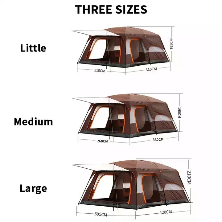 Two Room Oversized Outdoor Camping Tent 5- 8 Person Waterproof Outdoor Family Luxury Big camp tent