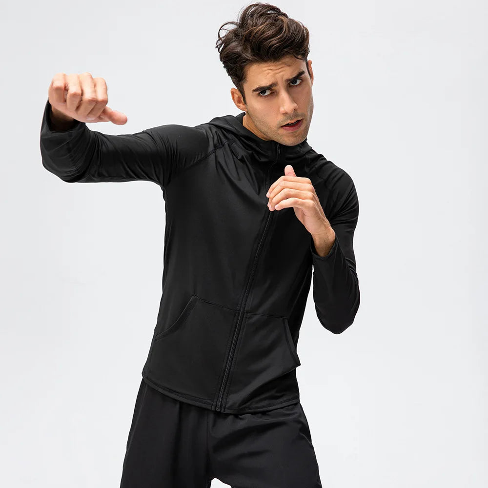 Men Brand Hoodies Gym Sport Running Training Fitness Bodybuilding Sweatshirt Outdoor Sportswear Male Hooded Jacket MMA Dry Fit