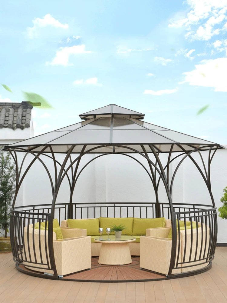 Customized outdoor courtyard rattan weaving tent, simple and modern creative double roof rattan art fence, hotel, villa, resort