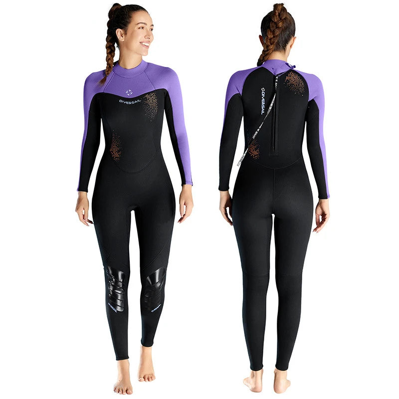 3MM Warm Diving Suit Women's Thickened One Piece Long Sleeved Diving Suit Oversized Surfing Snorkeling Suit