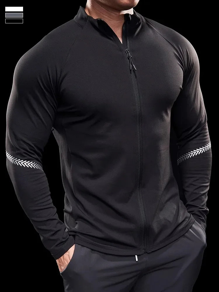 Men's Sports Fitness Jacket Casual Tights Quick-drying Long-sleeved Gym Running Training Clothes Autumn Winter Men's Style Top