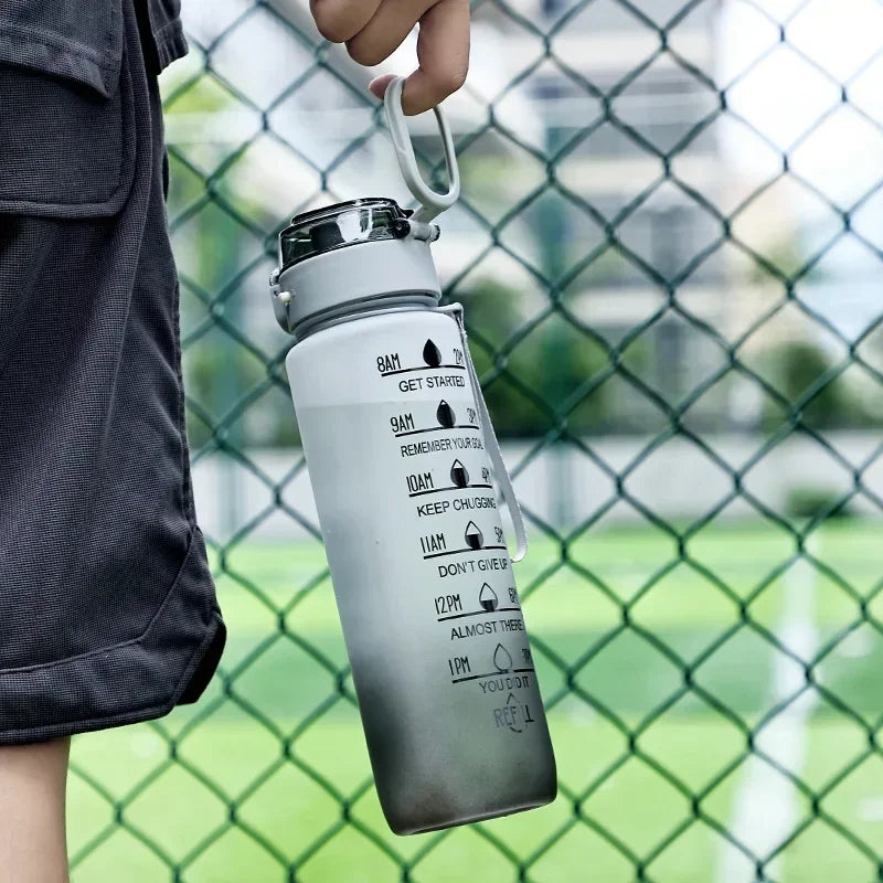 1L Sports Water Bottle with Straw Large Capacity Portable Leak-Proof Outdoor Travel Drink Plastic Cup Motivational Water Bottle