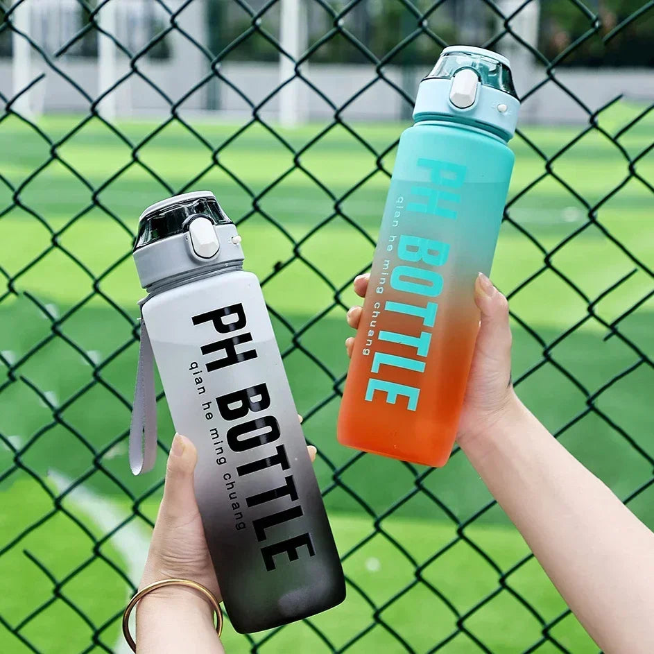 1L Sports Water Bottle with Straw Large Capacity Portable Leak-Proof Outdoor Travel Drink Plastic Cup Motivational Water Bottle