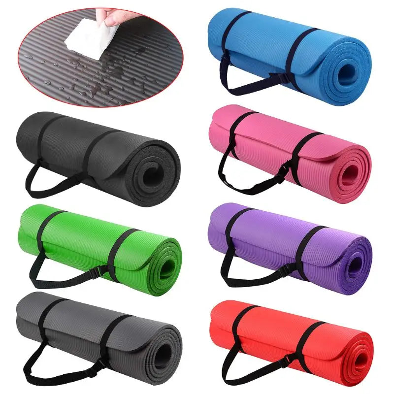 1 Set Yoga Mat for Extra Thick 1cm Pilates Fitness Cushion Non Slip Exercise Pad