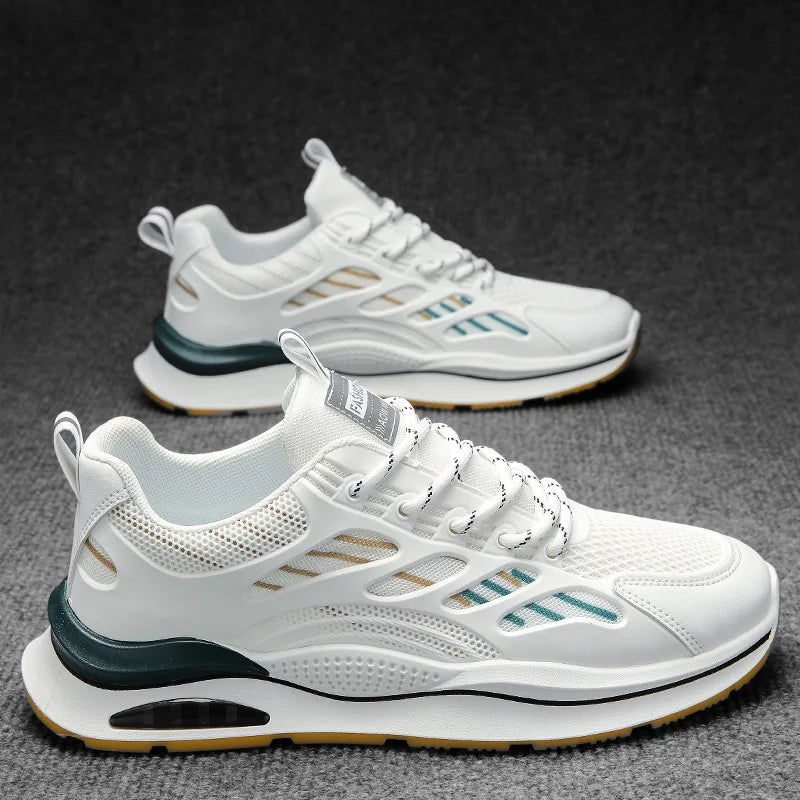 2024 new men's sports vulcanized shoes breathable mesh fashion running high quality outdoor casual white shoes