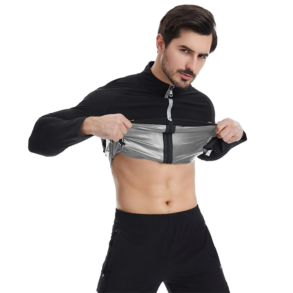 Sauna Suit for Men Waist Trainer Gym Boxing Sweatshirts Sweat Sauna Jackets