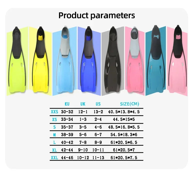 Adult Children Swimming Fins Professional Scuba Diving Equipment Men Women Free Diving Swimming Training Long Fins