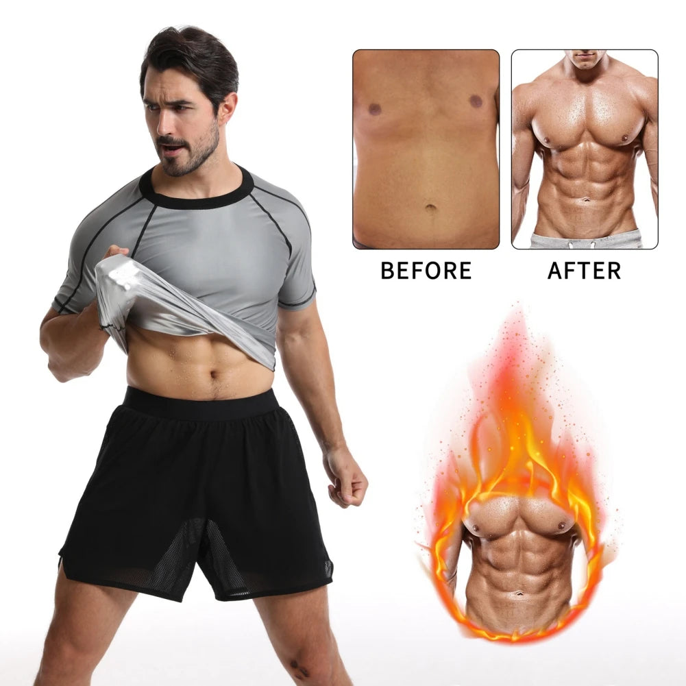 Men Sauna Sweat Shirt Body Weight Loss Shaper Workout Tank Top Male Tight Fitting Sports Shirt Fitness Versatile Shaper Jacket