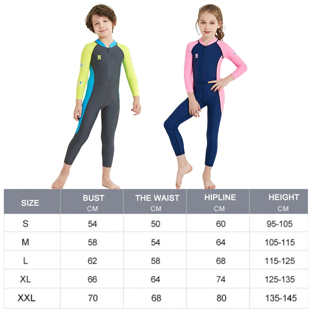 Children Diving Suit Anti-Jellyfish One-piece Diving Protection Clothes UV Protection with Zipper Durable Water Sports Equipment