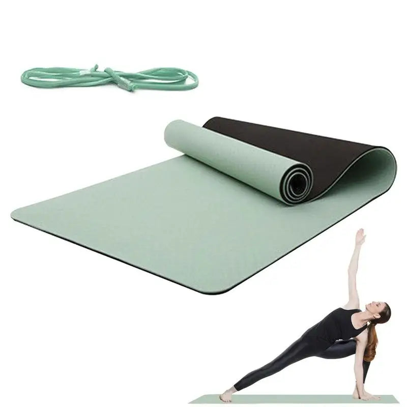 Yoga Mats For Home Workout TPE Exercise Yoga Mat Pilates Mat Non Slip Fitness Mat With Carrying Strap For Yoga Pilates Women Men