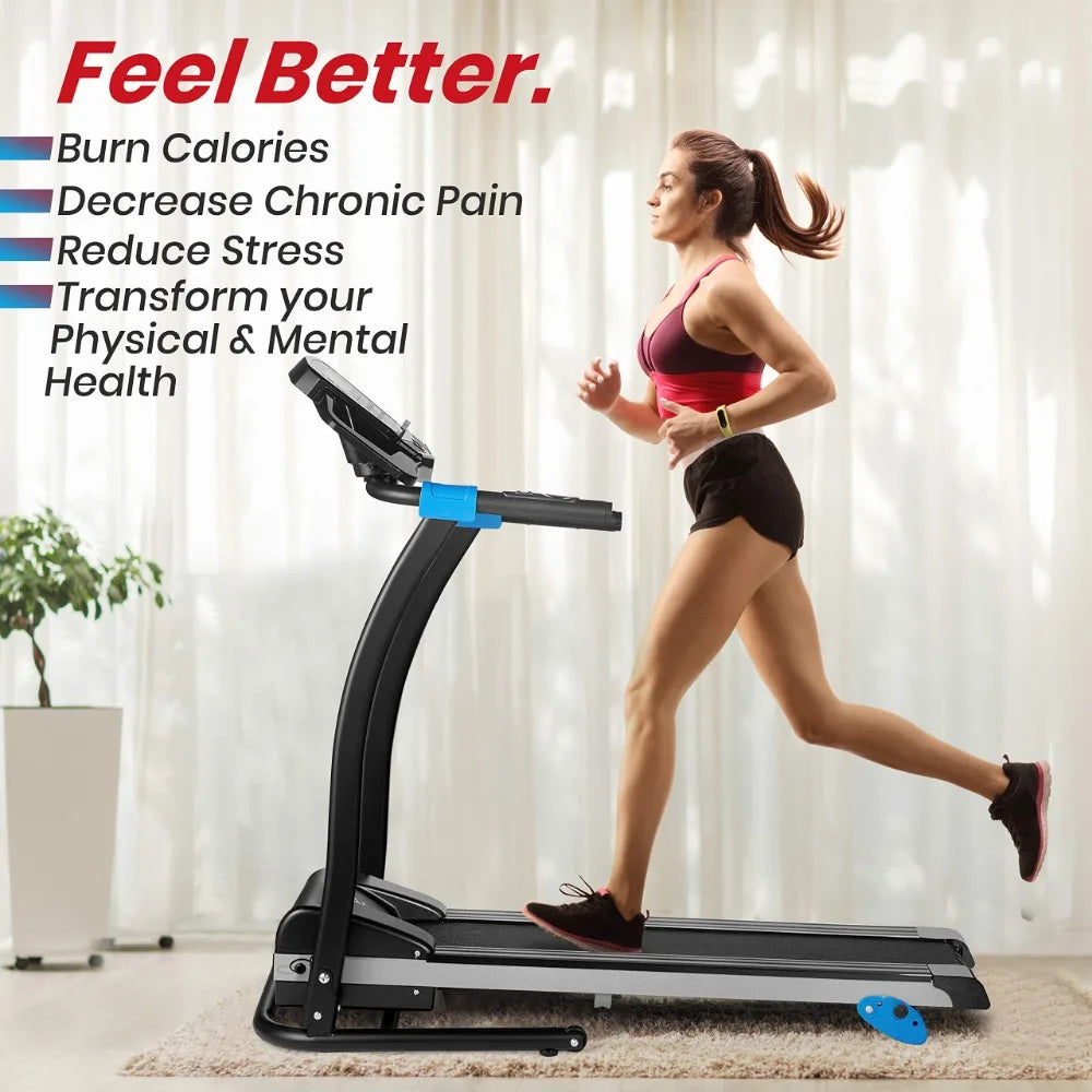 SereneLife Smart Digital Manual Incline Treadmill - Indoor Home Foldable Fitness Exercise Running Machine with Downloadable App