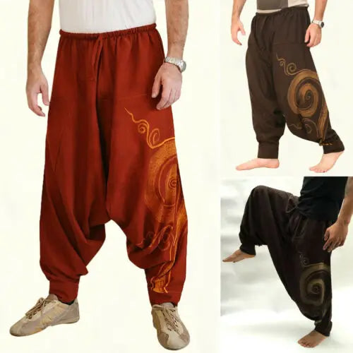 Men's Casual Elastic Waist Baggy Hippie Yoga Harem Pants Men Baggy Hippie Boho Gypsy Aladdin Hippie Boho Aladdin Alibaba Harem