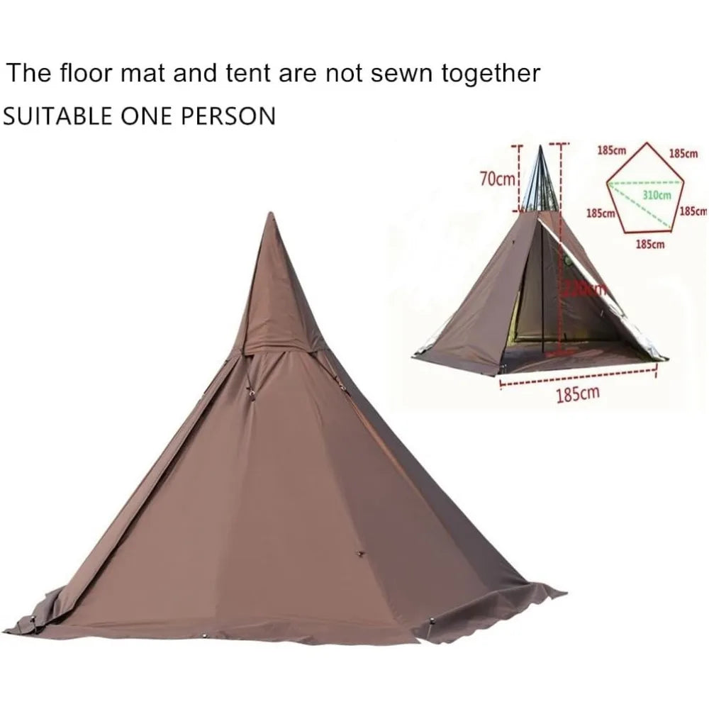 Portable Waterproof Camping Pentagonal Teepee Tent Outdoor Camping Pyramid Tipi Tent with Stove Hole