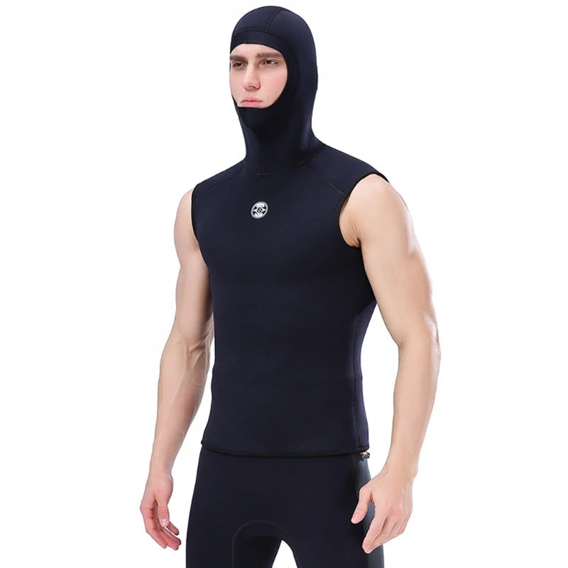 Hooded Scuba Diving Vest 3mm Neoprene Men Wet Suit Snorkeling Vest with Cap for Swimming