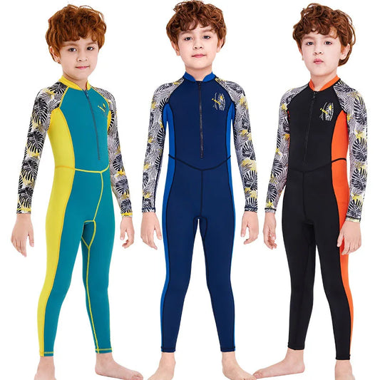 Long Sleeve Swimming Thin Suit for Boys Swimming Pool Drifting Outdoor Water Activity Children Rash Guard Suncreen Swimwear Kids