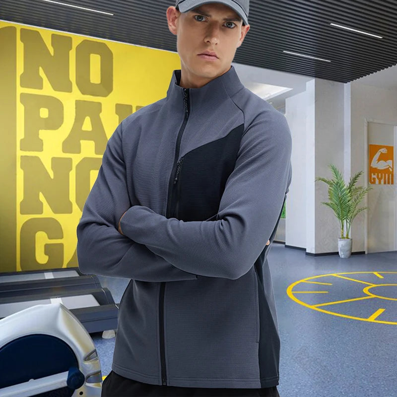 Gym Sport Hoodies for Men Fitness Top Brand Jacket Gym Running Jogging Sportswear Outdoor Windproof Tight Coat Zipper Pocket 29