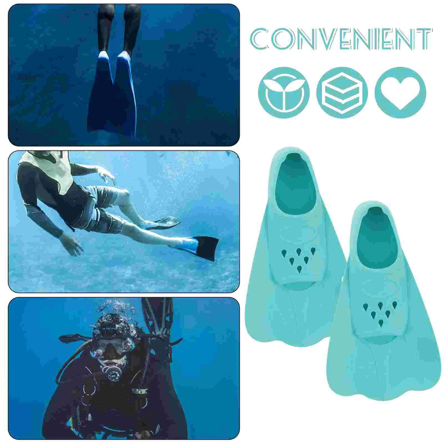 1 Pair Swimming Training Fins Silicone Snorkeling Fins Adult Swimming Necessaries for Adult