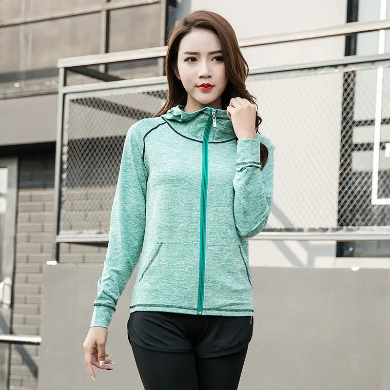 Tracksuit Women Fitness Jacket Women Quick-drying Slim Long-sleeved Zipper Cardigan Running Jacket Autumn/winter Sportswear Yoga