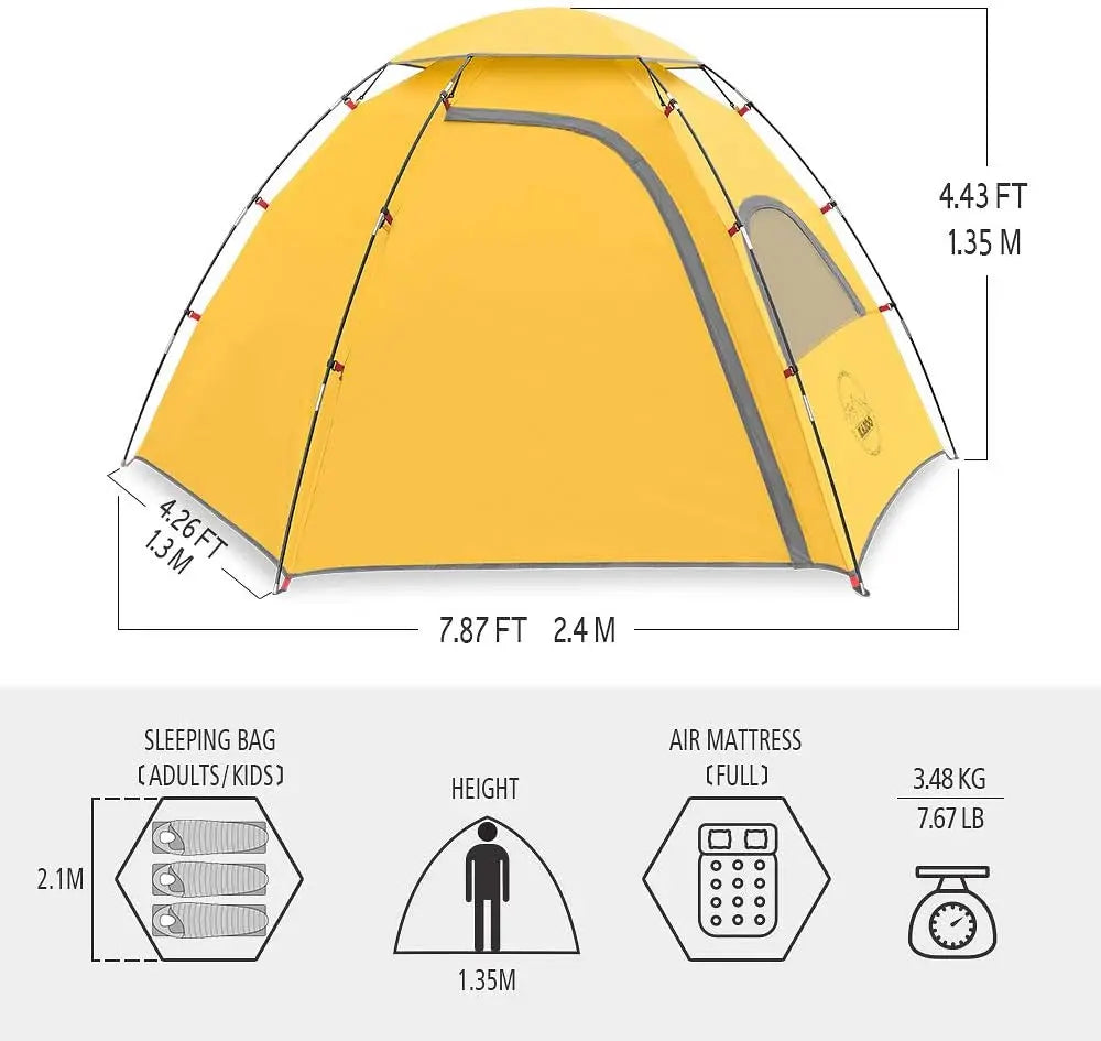 Outdoor Camping Tent 2/4 Person Waterproof Camping Tents Easy Setup Two/Four Man Tent Sun Shade 2/3/4 People