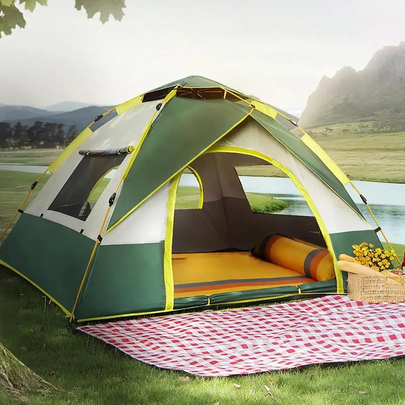 Camping Tent Waterproof Camping Tent For 2-3 Persons 2 Doors Waterproof Sunshade Tents For Camping Picnic Beach Garden Outdoor