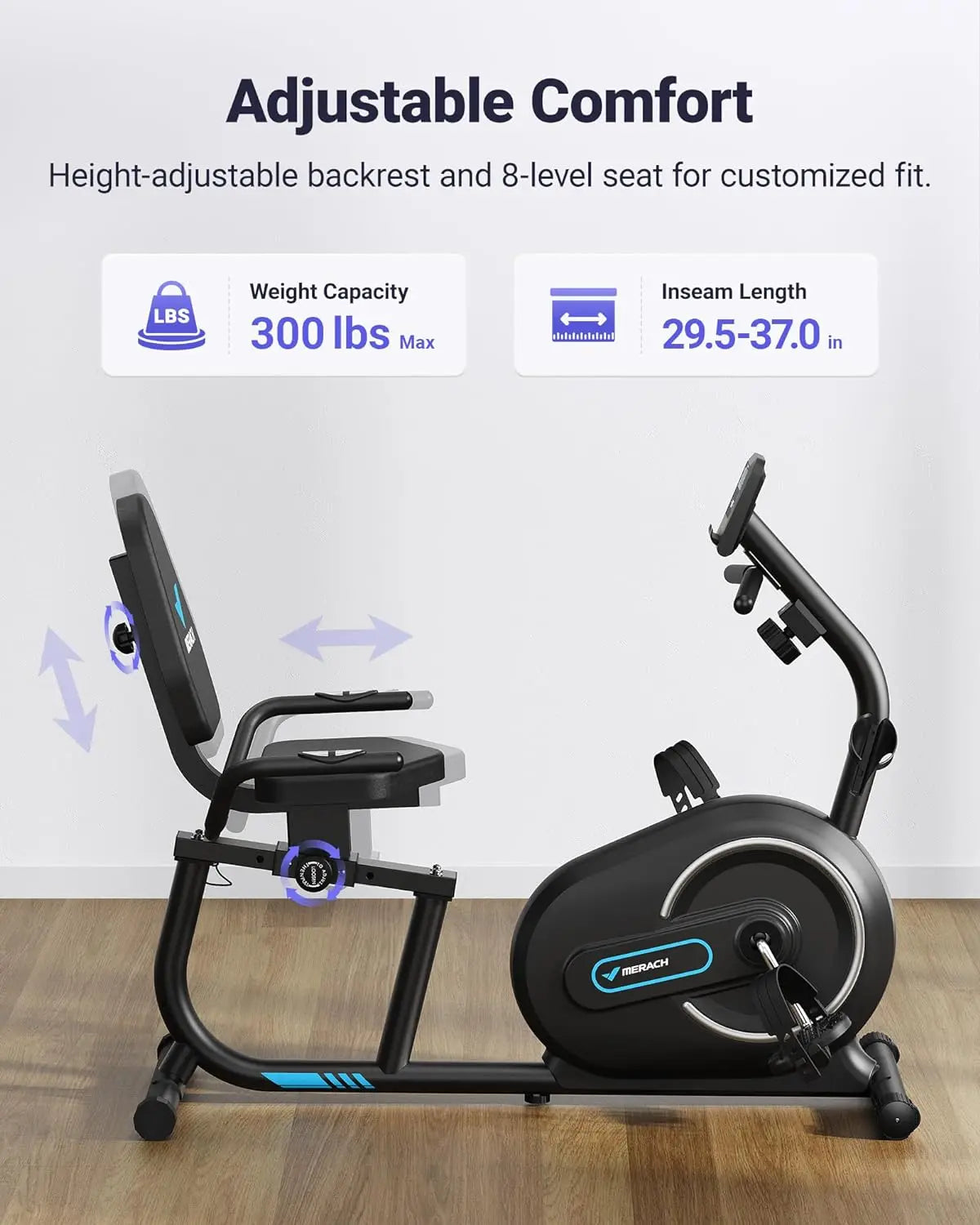 MERACH Recumbent Exercise Bike for Home with Smart Bluetooth and Exclusive App Connectivity, LCD, Heart Rate Handle