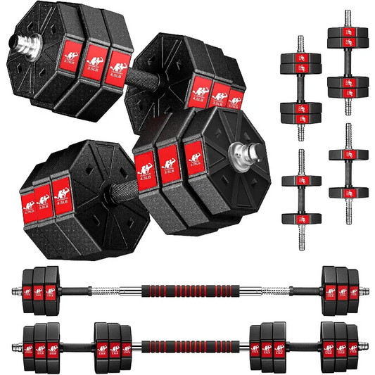 LEADNOVO Adjustable Weights Dumbbells Set, 44Lbs 66Lbs 88Lbs 3 in 1 Adjustable Weights Dumbbells Barbell Set, Home Fitness Weigh