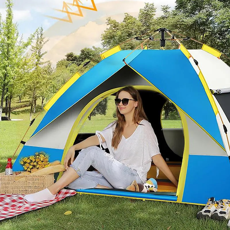 Camping Tent Waterproof Camping Tent For 2-3 Persons 2 Doors Waterproof Sunshade Tents For Camping Picnic Beach Garden Outdoor