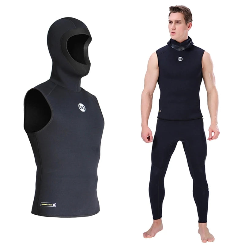 Hooded Scuba Diving Vest 3mm Neoprene Men Wet Suit Snorkeling Vest with Cap for Swimming