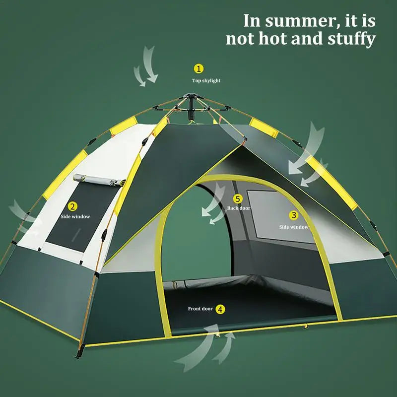 Camping Tent Waterproof Camping Tent For 2-3 Persons 2 Doors Waterproof Sunshade Tents For Camping Picnic Beach Garden Outdoor