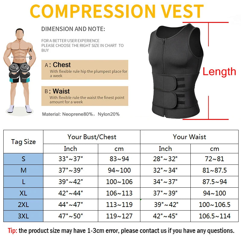 Men Body Shapers Waist Trainer Corset Slimming Shirt Sauna Sweat Vest Compression Undershirt Shapewear Fat Burner Workout Tops