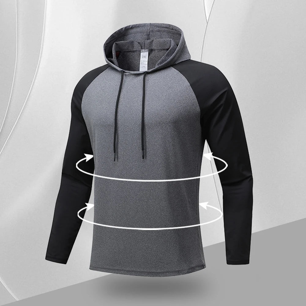 Sport Jacket Mens Running Hoodies Fitness Tops Man Training QuickDry Moisture Wicking Hoodie Pullover Sweatshirt Stretch Fabric