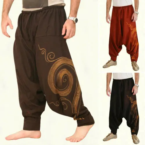 Men's Casual Elastic Waist Baggy Hippie Yoga Harem Pants Men Baggy Hippie Boho Gypsy Aladdin Hippie Boho Aladdin Alibaba Harem