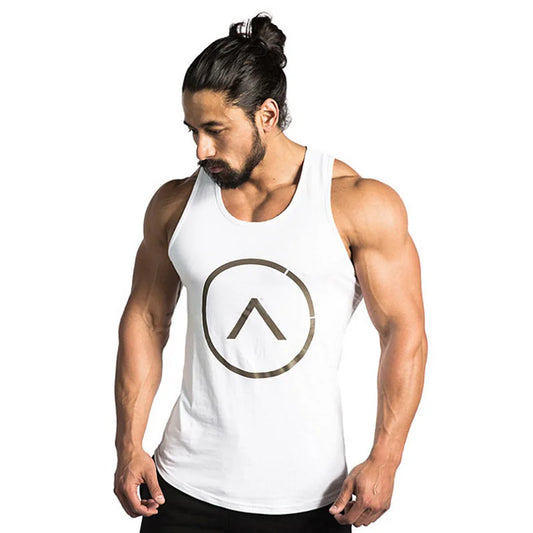 Men's Summer Fitness Sleeveless Shirt Bodybuilding Tank Tops Gym Running Workout Singlet Sport Casual Vest Basketball Clothing