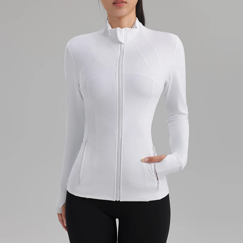 Women's 2024 new collar Slim jacket sports long-sleeved jacket fitness yoga clothing quick dry breathable fitness clothing