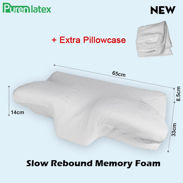 Purenlatex Contour Orthopedic Pillow Memory Foam Cervical 14cm Pillow Neck Pain Remedial Pillow for Side Back Stomach Sleepers