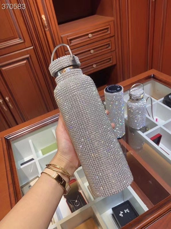 Diamond Thermos Vacuum Flask Bling Hot Water Thermos Stainless Steel Thermos Bottle Sparkling Large Insulated Bottle Coffee Mug